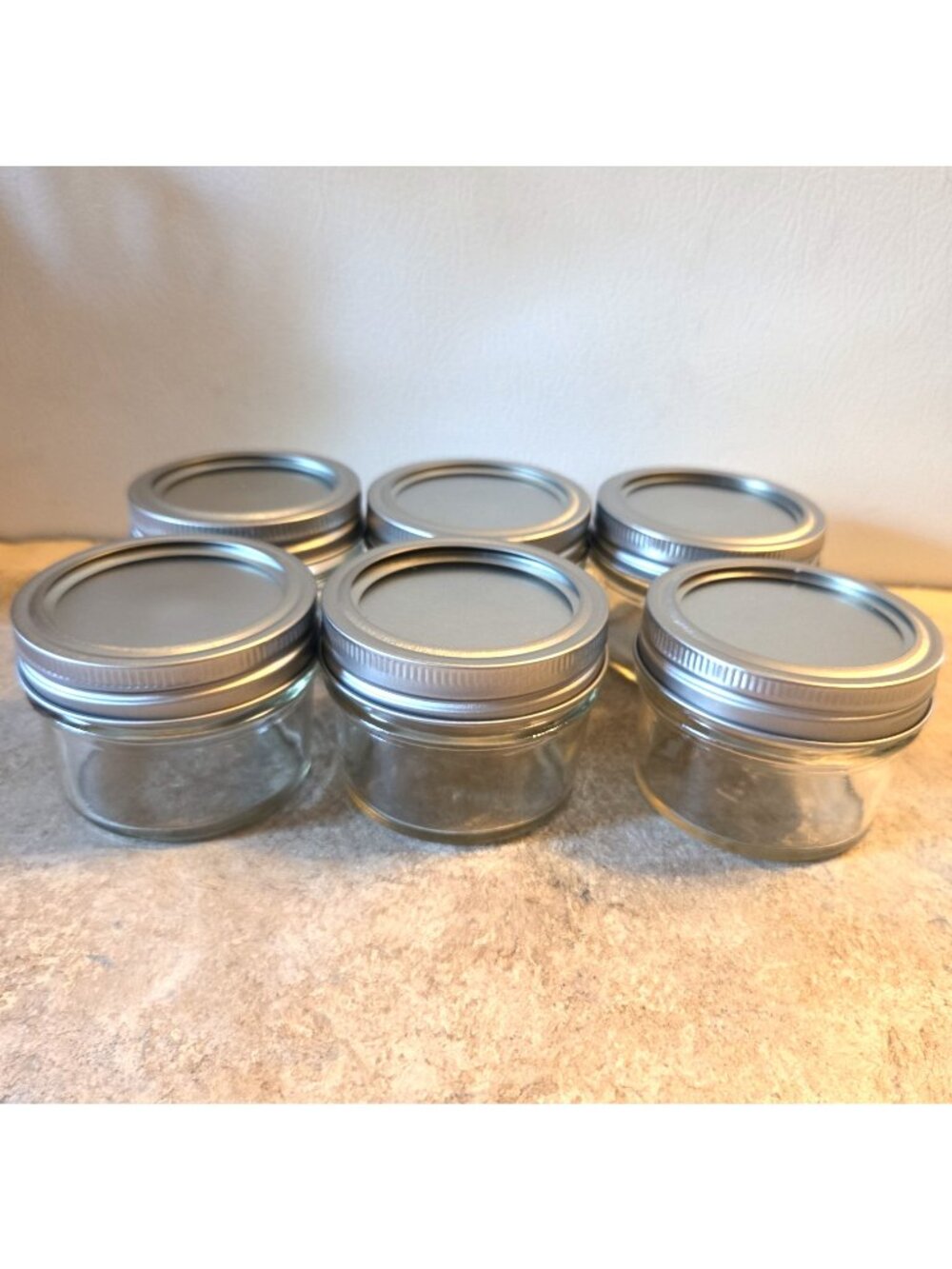 6 Half Pint Canning Jars with Lids & Rings Preserves Freezing or Candle Making
